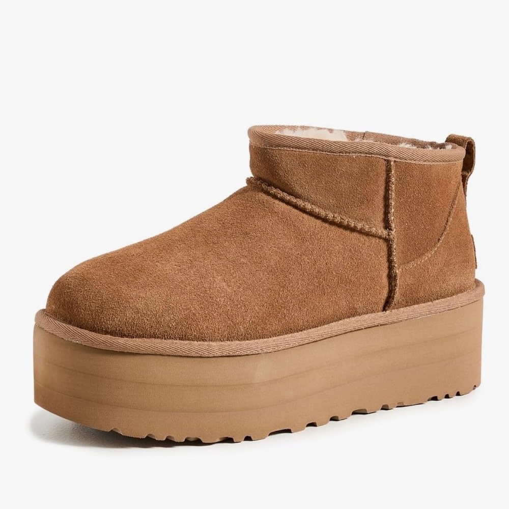 Womens Platform Shearling Ankle Boot in Chestnut